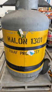 Cylinders used for Halon fire suppression gases. Gas 